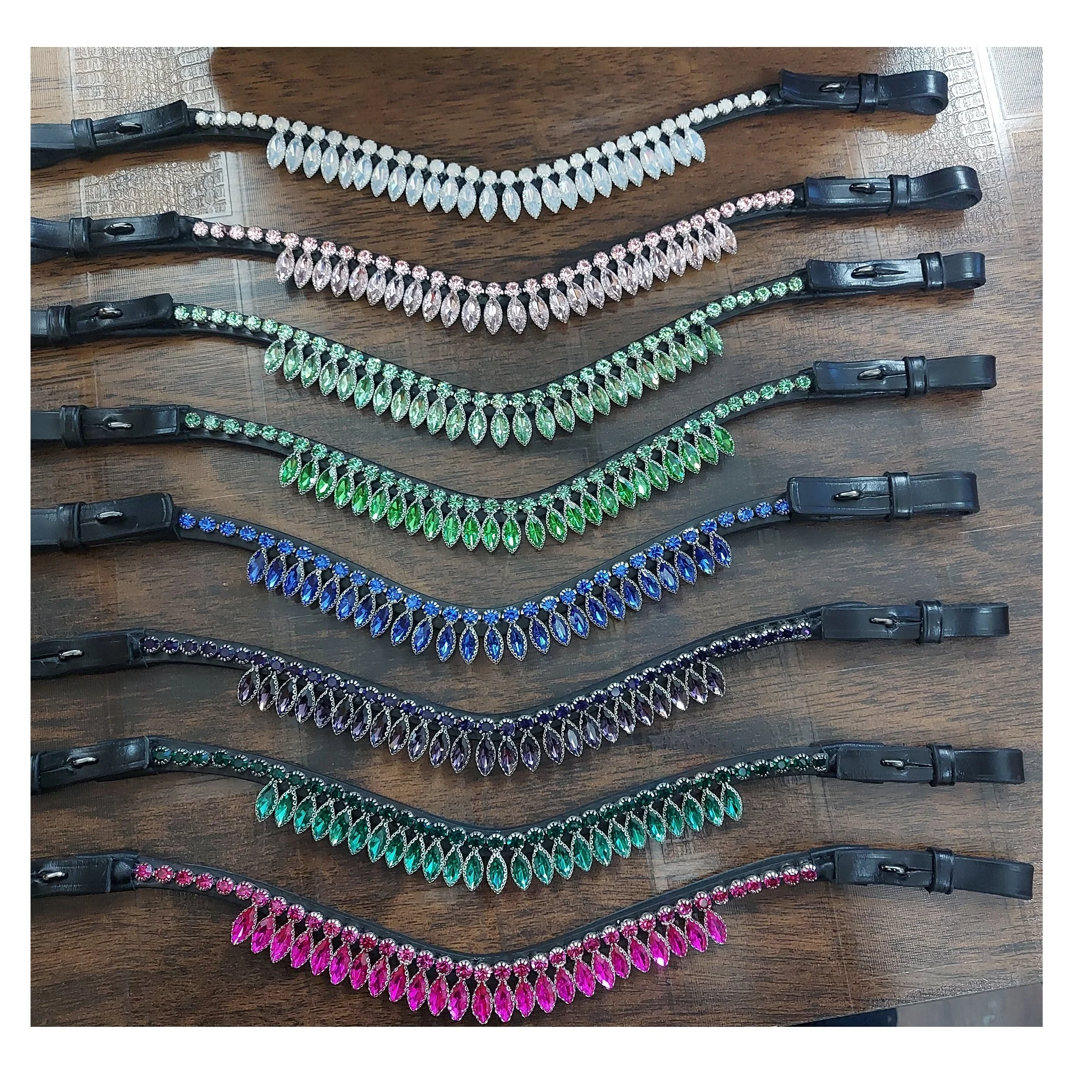 Browbands Lightweight Leather Equestrian Horse Brow Band With Crystal Leather Brow Band U shape Crystal Silver