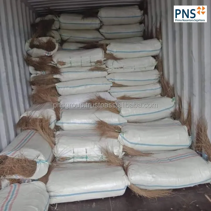 natural palm broom stick with strong bristles biodegradable sweeper for patios and yards from North Sumatra Indonesia