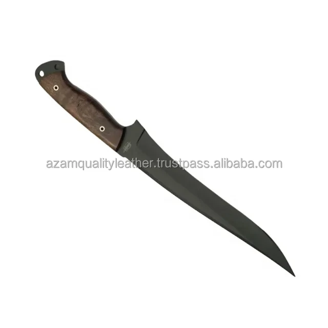 Custom Handmade Damascus Steel Chef Kitchen Knives With Stag Handle With Leather Sheath Fillet Knife