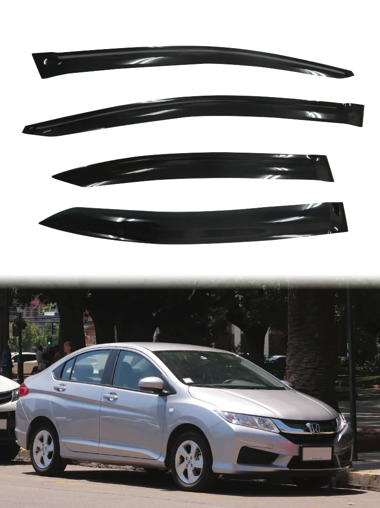 For Honda City 2014-ON Window Visor Vent Sun Shade Rain Guard Door Visor Deflector