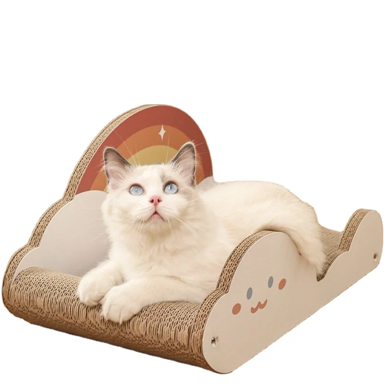 Corrugated Cat Claw Board Sofa Cat Scratching Board Extra Large Rainbow Cloud Sofa Pet Bed