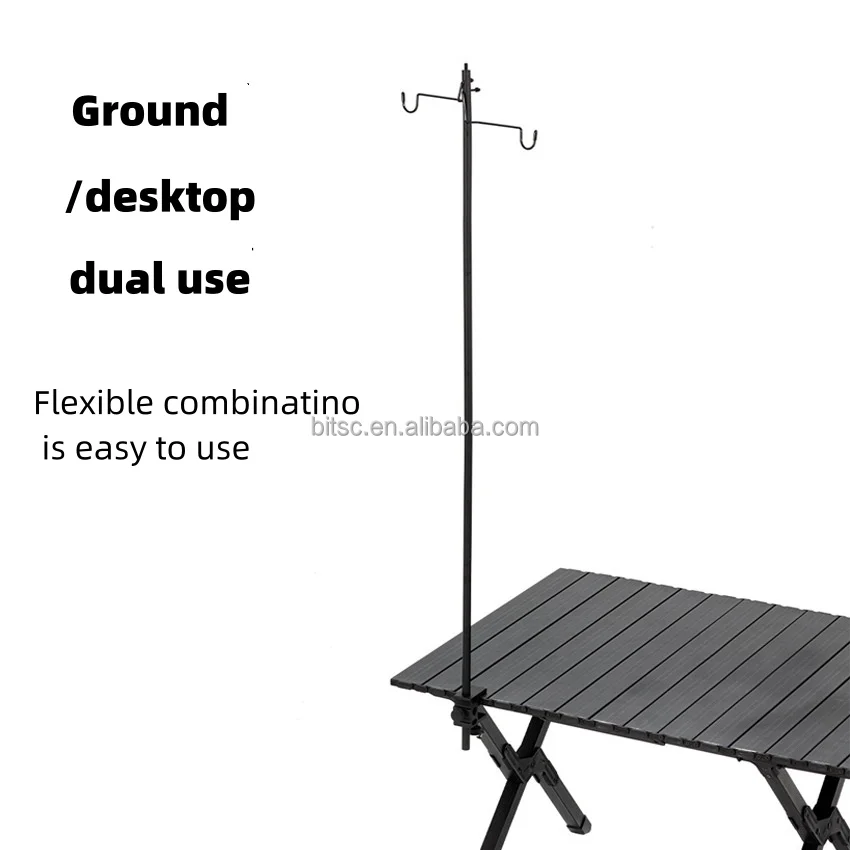 Outdoor Foldable Camping Light Pole Aluminum with Double Hook