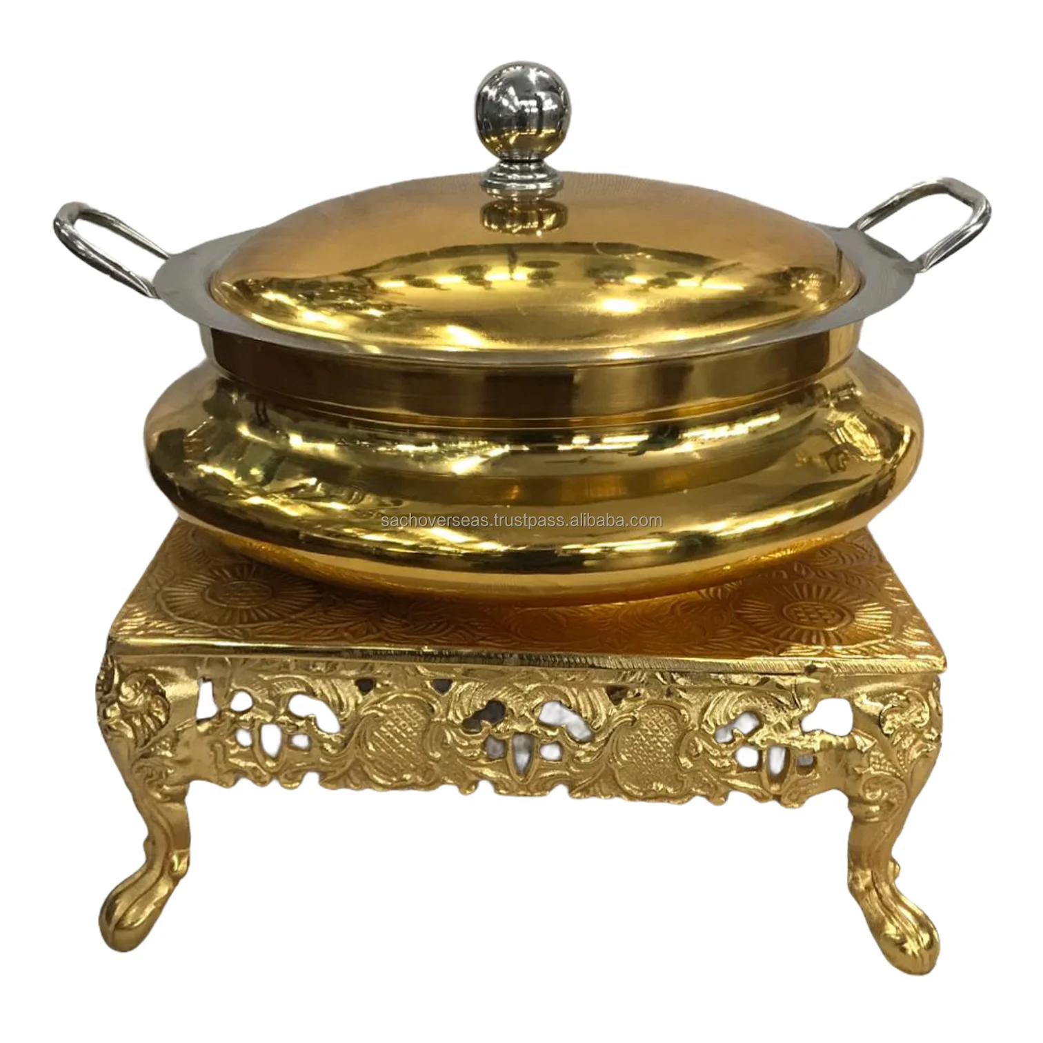 Metallic Black Copper Chafing Dish With Hammered Outlook and Lid Holder