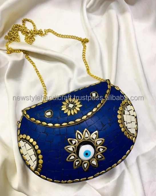 New Classic clutch Metal chain Indian Gold Silver Glossy Embossed Pattern Purses Handbags Evening Bags Clutch Bag