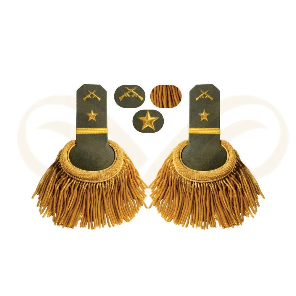 Manufacturers  Whole Sale Green and Golden Epaulette shoulder made in  Golden Bullion Epaulettes