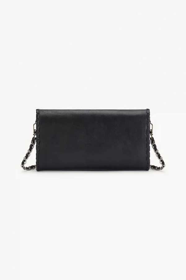 Hand-Painted Black Cow Leather Lady Style Genuine Leather Lining Silver Studded Owl Labradorite Stone Encircled Fur Decoration