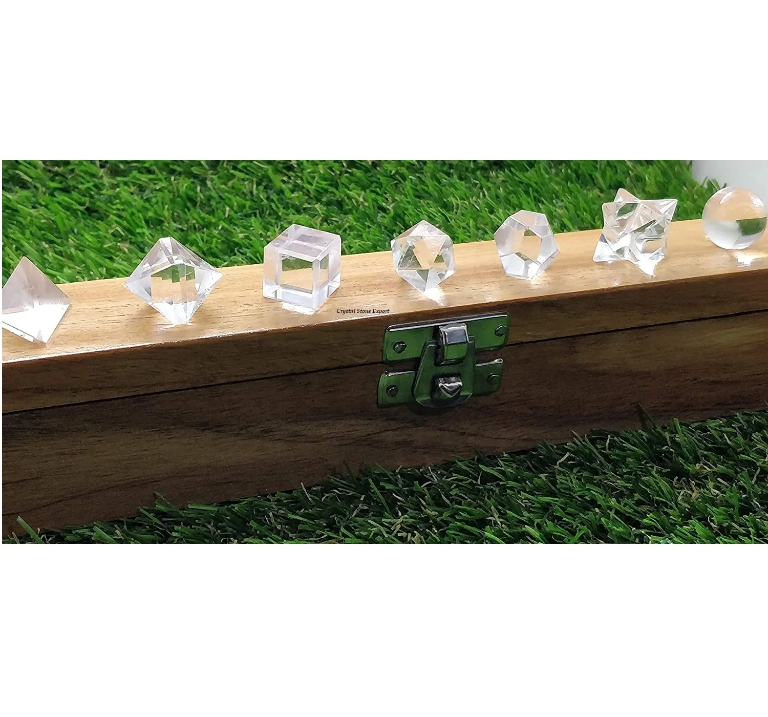 Natural Clear Quartz Crystal Geometry Set Chakra Sacred Geometry Set