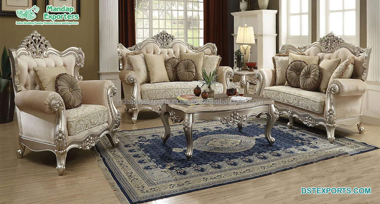 Victorian Style High Gloss Sofa Set  Stunning Hand Made Living Room Furniture  Modern Design Sofa Set For Home