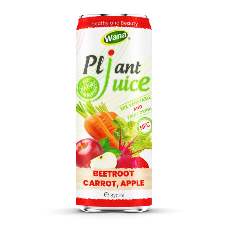 Vietnam Best Selling 320mL Wana Soft Drink Health Beverage Mix of Carrot Beetroot Apple Flavored Fruit Vegetable Juice