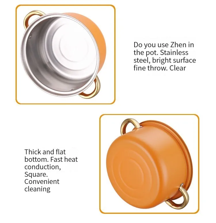 Home Cooking Stainless Steel 10pcs Cookware Set Golden Handle Custom Pots And Pans Cooking Pot Set