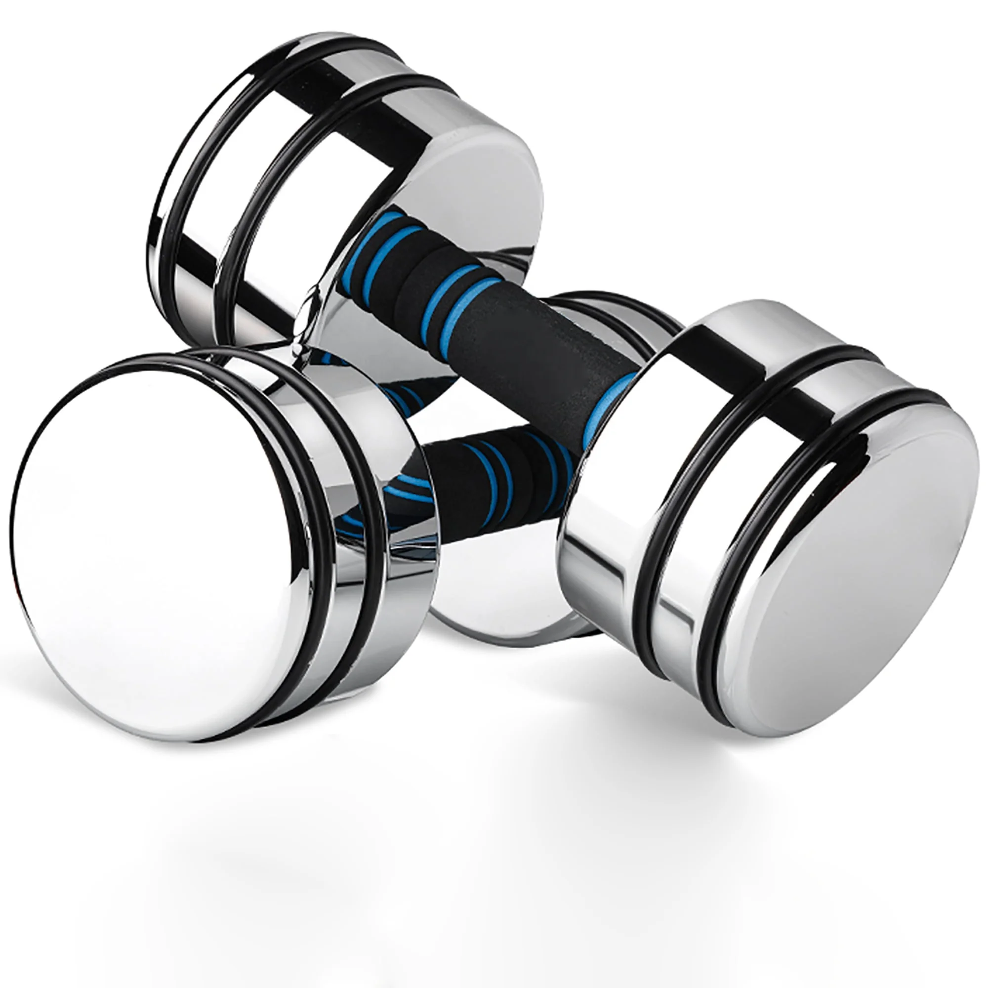 Fitness Wholesale Electroplated Chrome Steel Mancuernas Gym Adjustable Weights Dumbbells with Foam Handles