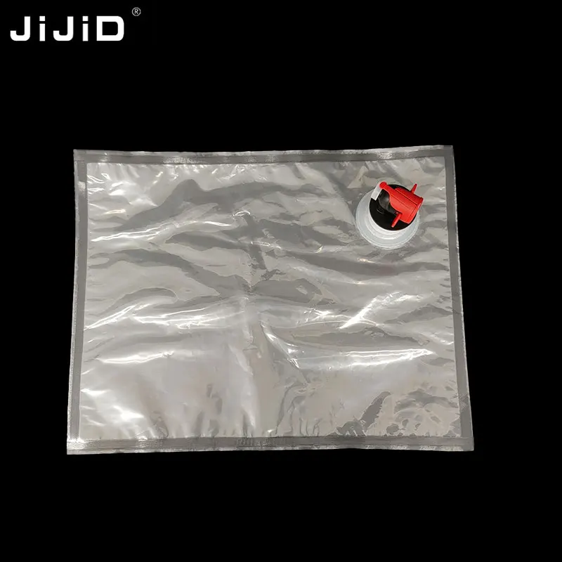 JIJID Leakproof BIB Bag In Box With Butterfly Valve Transparency Red Wine Packaging For 3L 5L Wine Bag In Box