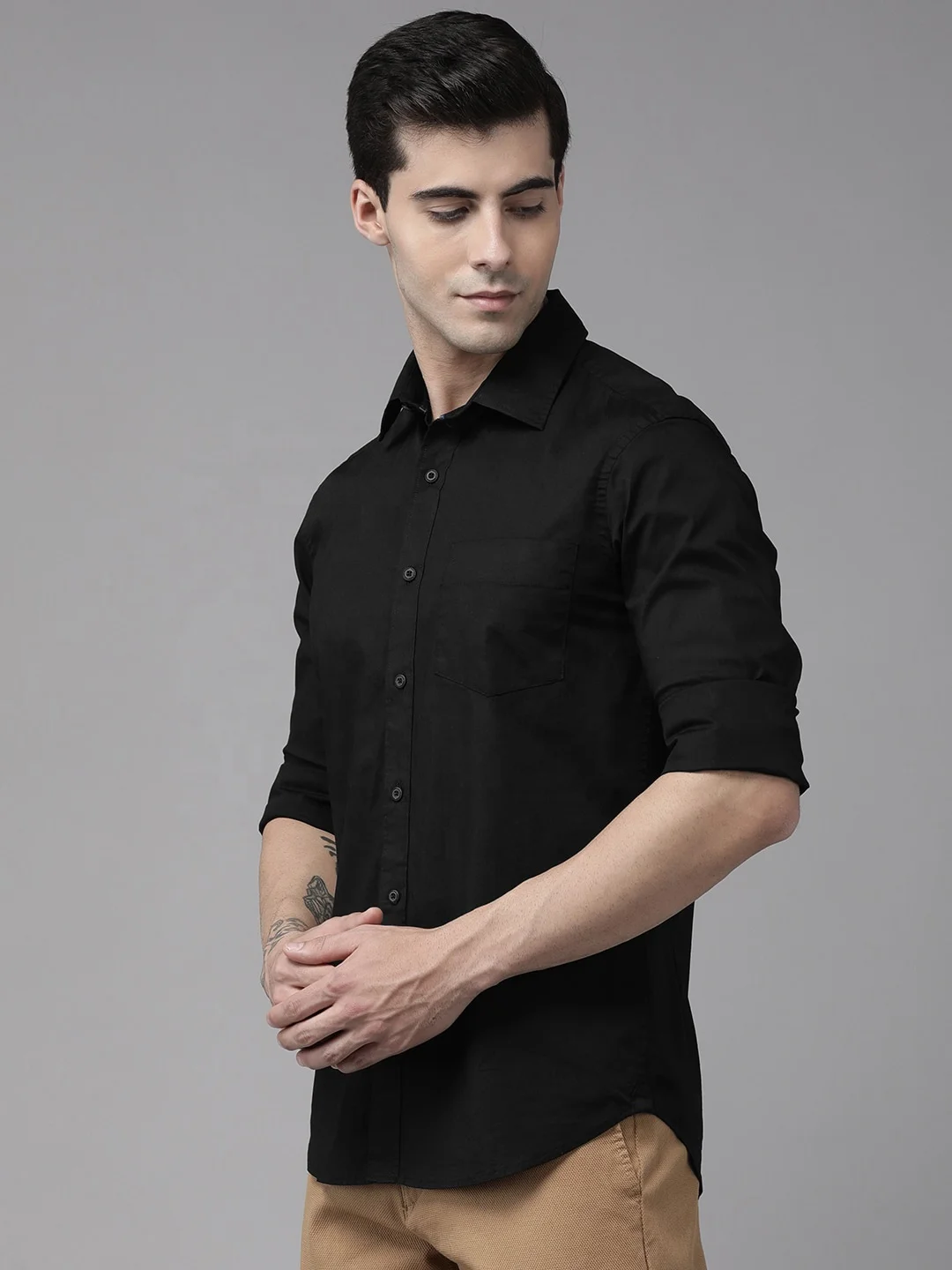 Plain Shirts Men 100 Cotton Long Sleeve Custom Button Up Wholesale