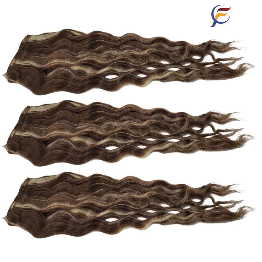 Brunette Blonde Highlights 100% Human Remy Hair Body Wave Texture Double Weft Hair Extensions Light Color Genius Weft Bundles