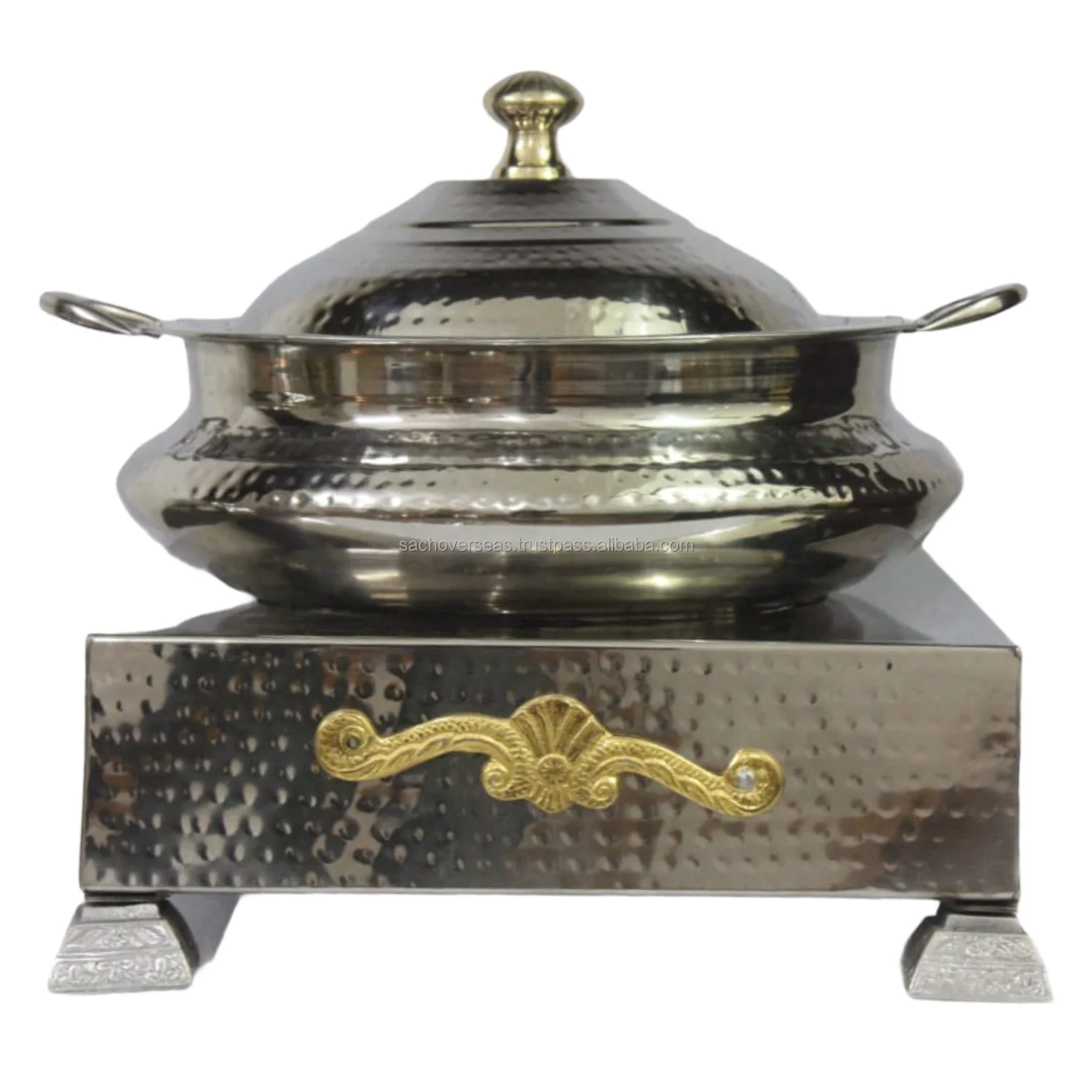 New Hotel Restaurant Commercial Catering Hammered Stainless Steel Chafing Dish for Buffet,  SS Food Warmer Chafer Dish