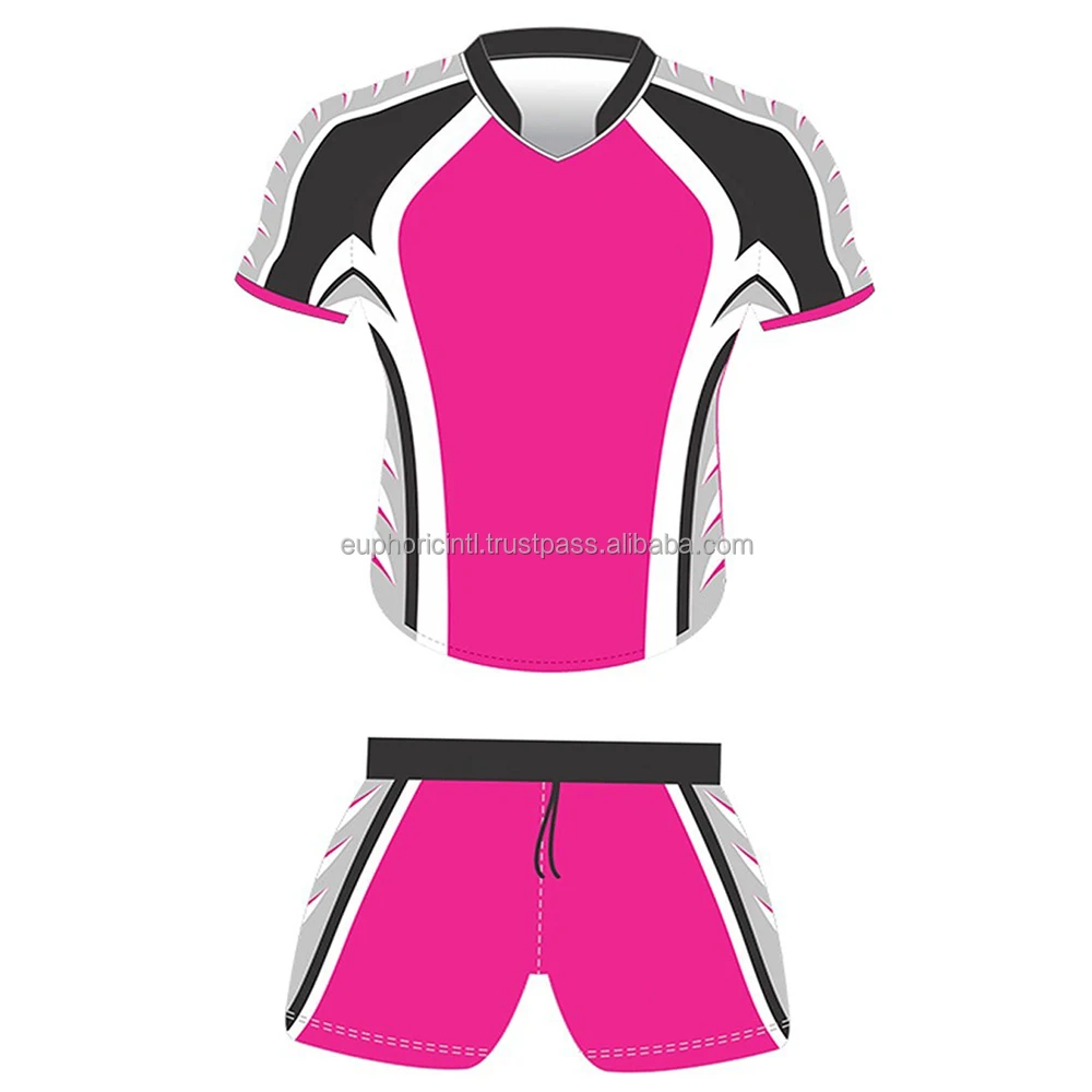 Wholesale pink black white Custom Rugby Jersey For Rugby Club full sublimation printing Top quality OEM custom New Fashion Rugby