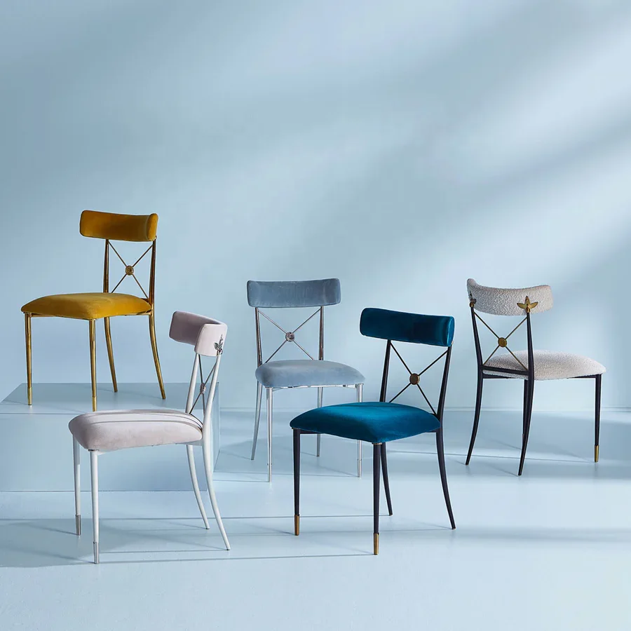 Jonathan adler modern velvet dining chairs gold black metal dining room set 6 chairs curved backrest dining room chair furniture