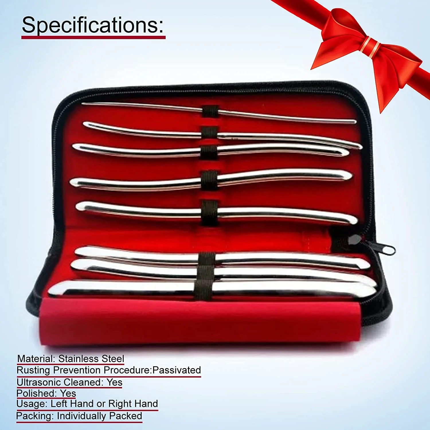 HEGAR DILATOR DOUBLE ENDED SET OF 8 PIECES PACKED IN LEATHER POUCH SURGICAL MEDICAL GYNECOLOGY EXCELLENT QUALITY