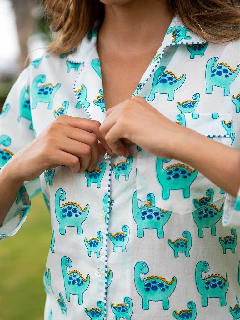  Пижама из мягкого хлопка с принтом «рука-блок» идеально подходит для выходных