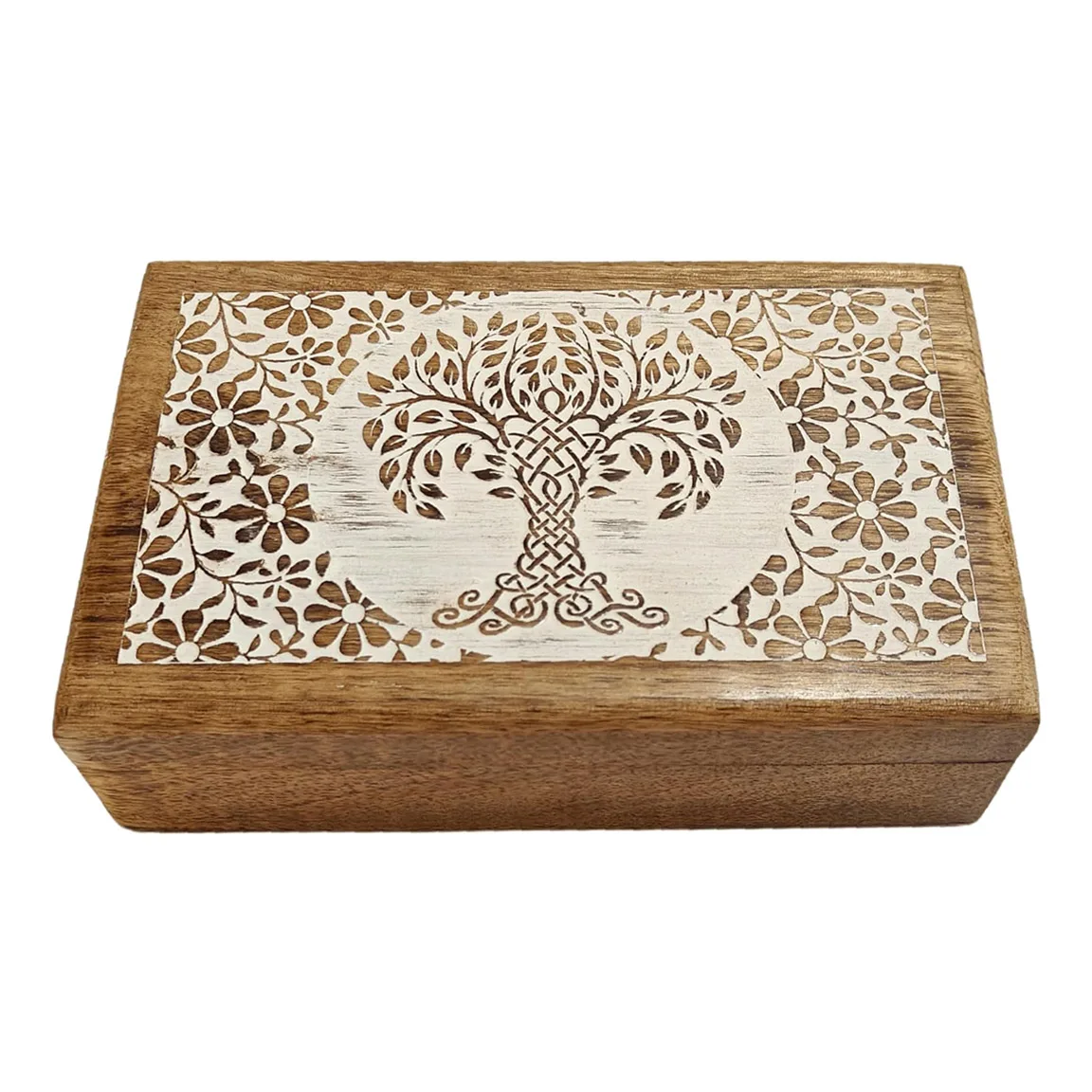 Top Selling Hand Carved Wooden Decorative Box Solid Mango Wood Box for Keepsake Storage, Multipurpose Use Direct Factory Supply