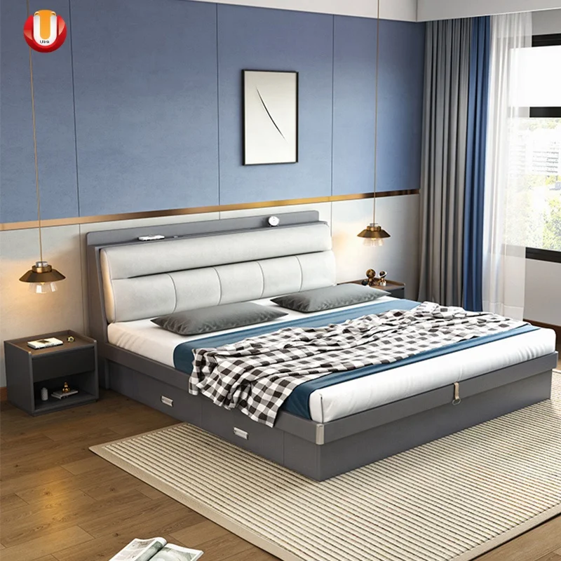 Modern Drawer Storage Bed Solid Wood Durable Bed Chinese for Adults Canopy Chinese Design Oak North America Wall Bed