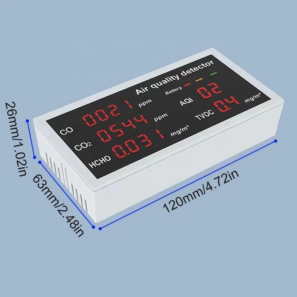 Mini Air Quality Detector 850mAh Rechargeable CO CO2 HCHO TVOC AQI Monitor Carbon Dioxide Detector CO2 Meter