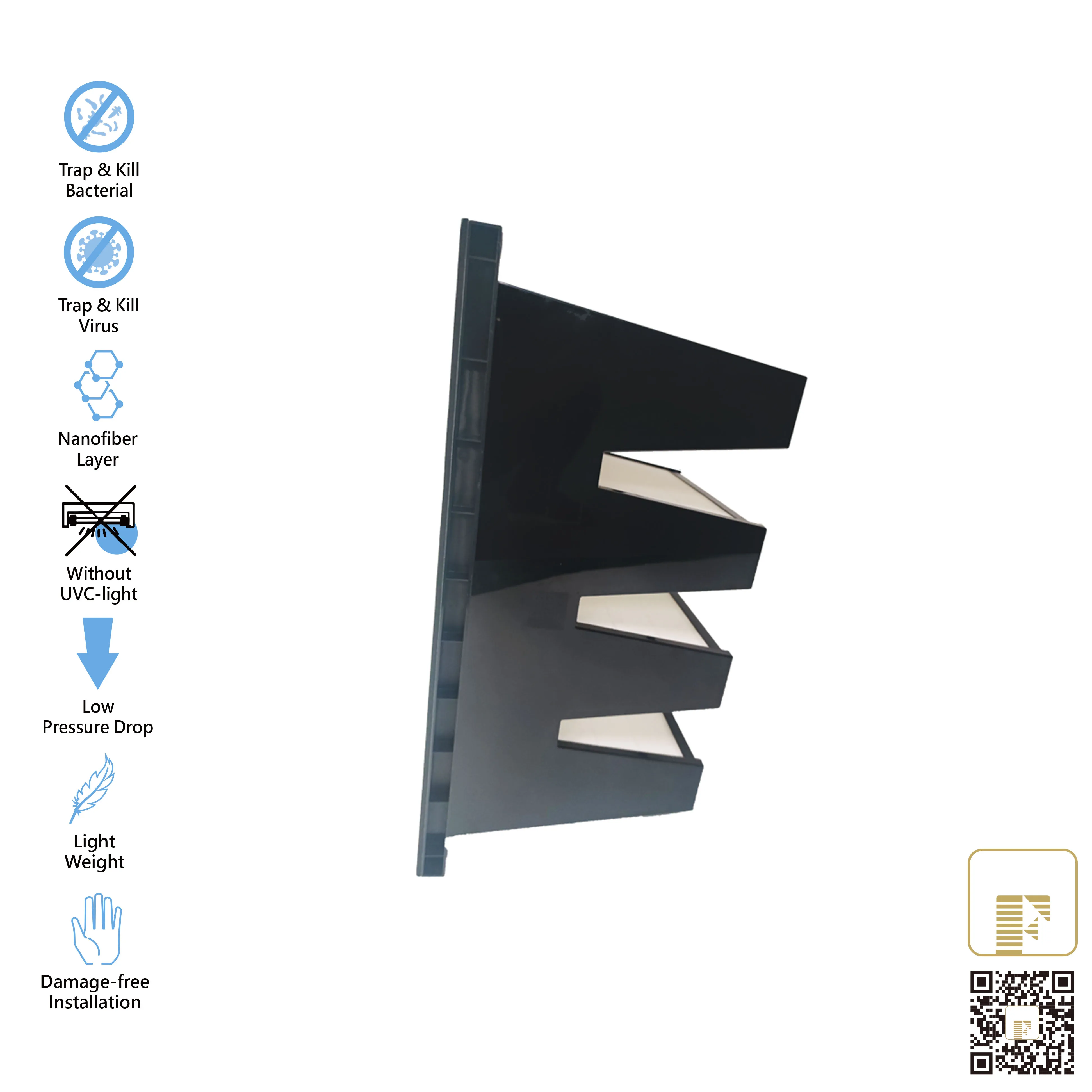 Traps and Kills Viruses 24x12x12 Nanofiber HVAC Air Filter