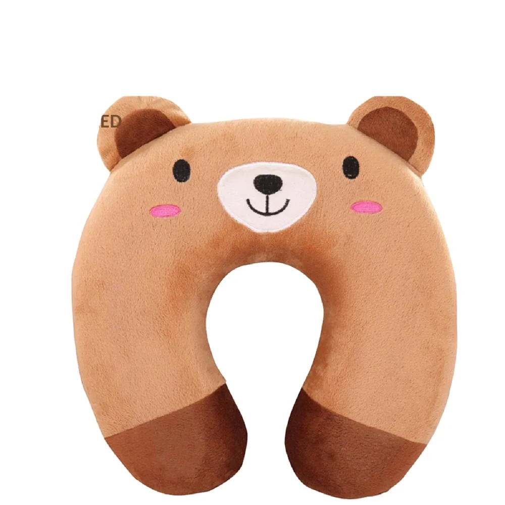 Plush bear neck travel pillow for U shape memory foam