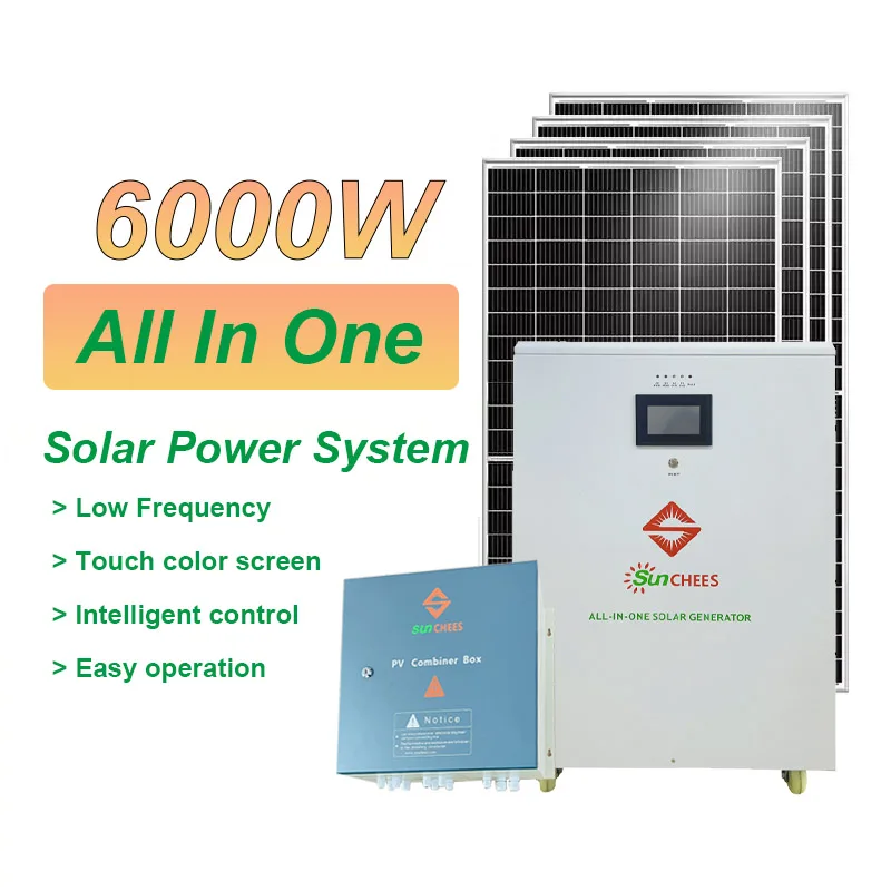 6kw220V All in One Solar Panel System Roof Mounting Lithium Batteries For Solar Photovoltaic Systems 48V For Home
