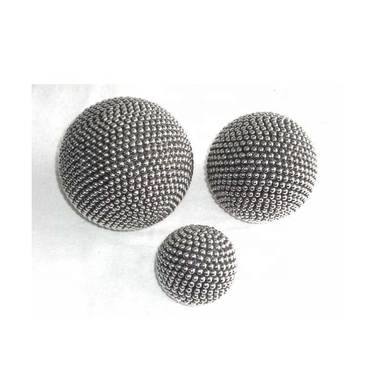 Simple Decorative Hollow Out Aluminium Balls Brown & Silver Color Handicraft Supplier From India