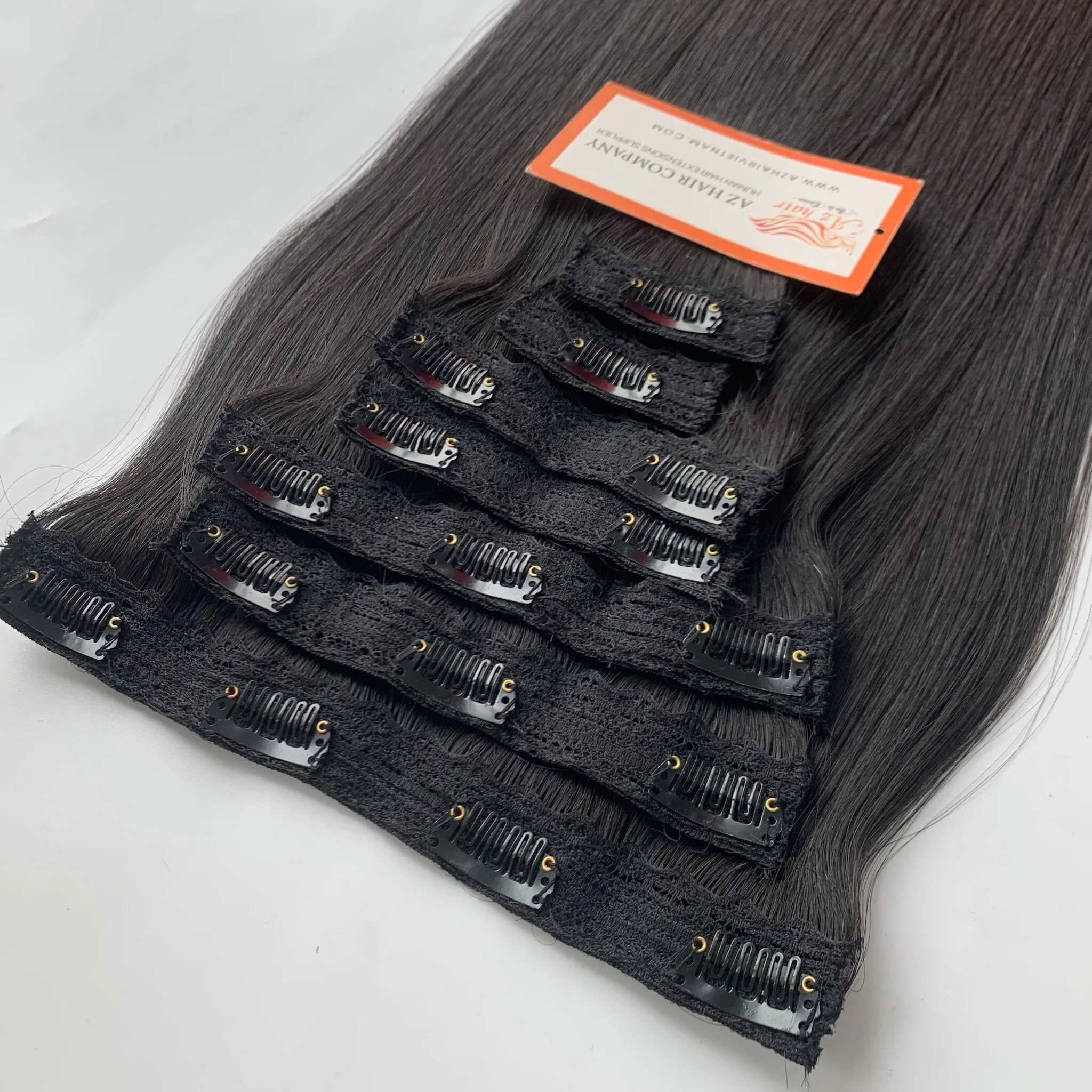 Factory Wholesale Price Best Selling Clip In Straight Hair Black Color 100% Vietnamese Human Hair Silky Smooth Chemical Free