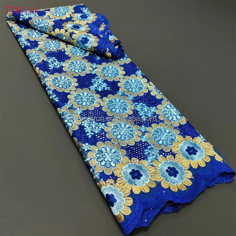 TY85 Swiss Voile Lace in Switzerland With Stones African Nigerian Dry Fabrics High Quality Cotton Fabric