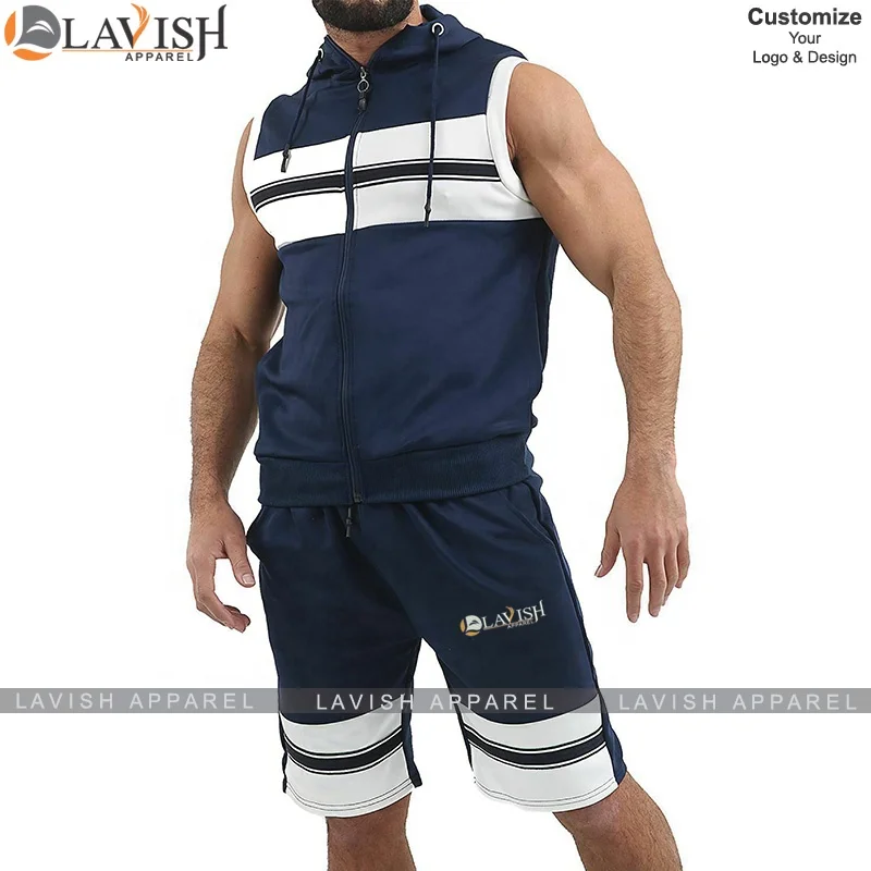 
Men Two Piece Summer Fashion Sleeveless Hooded Jacket Shirts & Shorts Sets Tie Dye Short Sets for Men by Lavish Apparel Adults 
