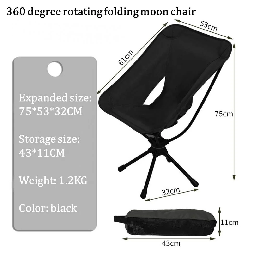 Portable Rotating Swivel Camping Chair Foldable Quick Open Aluminum Camping Chair Folding Beach Chair