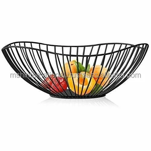 Manufactory High Quality Special Pattern Countertop Gold Wire Fruit Basket Metal Iron Food Fruit Storage Basket In Bright Golden