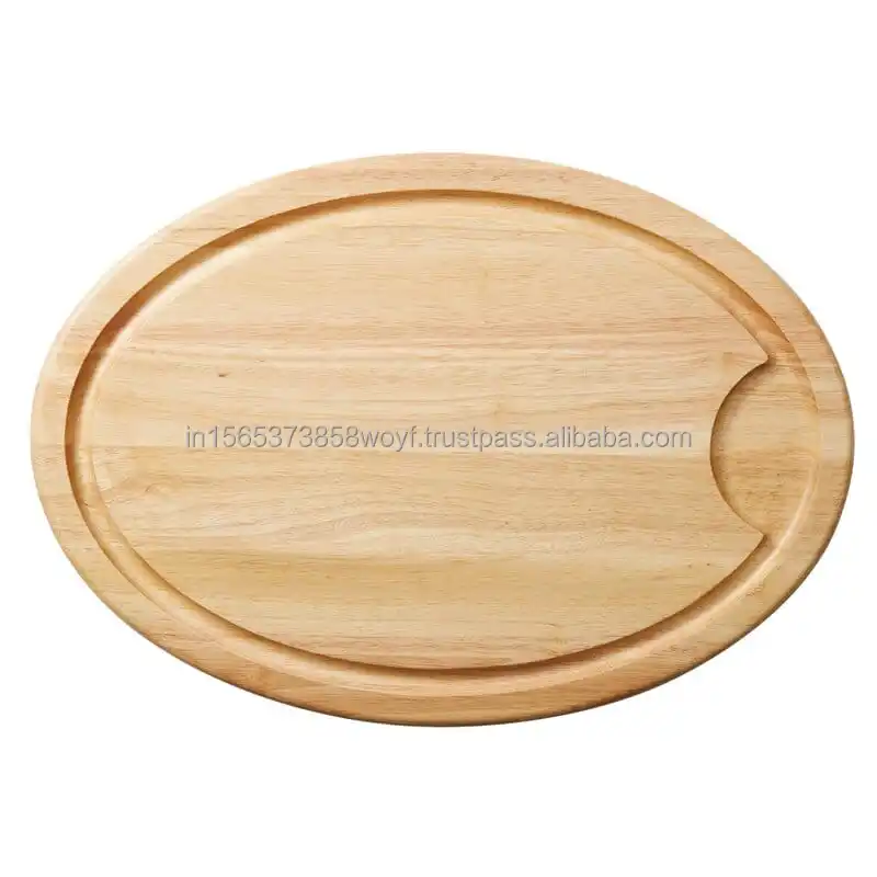 Single Piece Eco-friendly Wood Cutting Board round Chopping Block for Fruit Vegetable & Meat for Kitchen Use