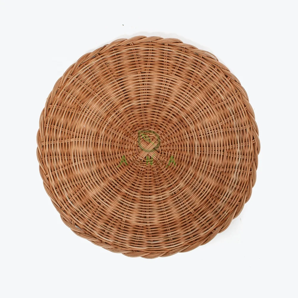 Handmade round rattan placemats table mats/wicker charger plate/woven trivets for hot pots and pans