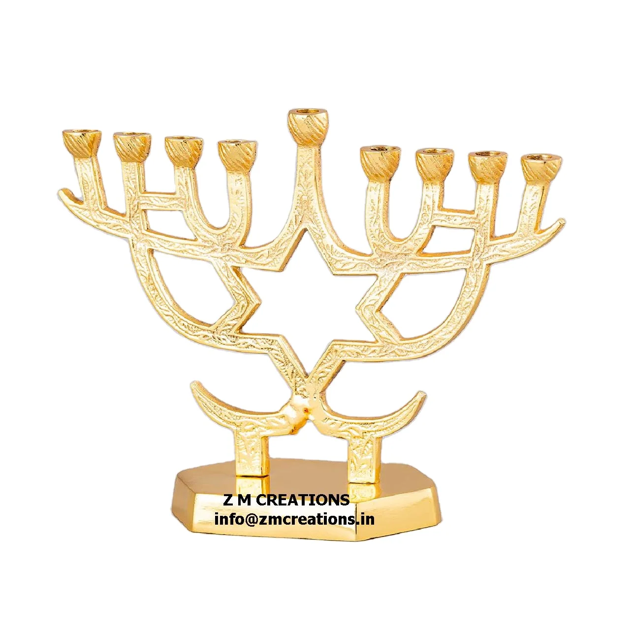 Menorah Seven Branch Star Silver Menorah Candle Stand Custom Polished Menorah Hanukkah Candle Holder