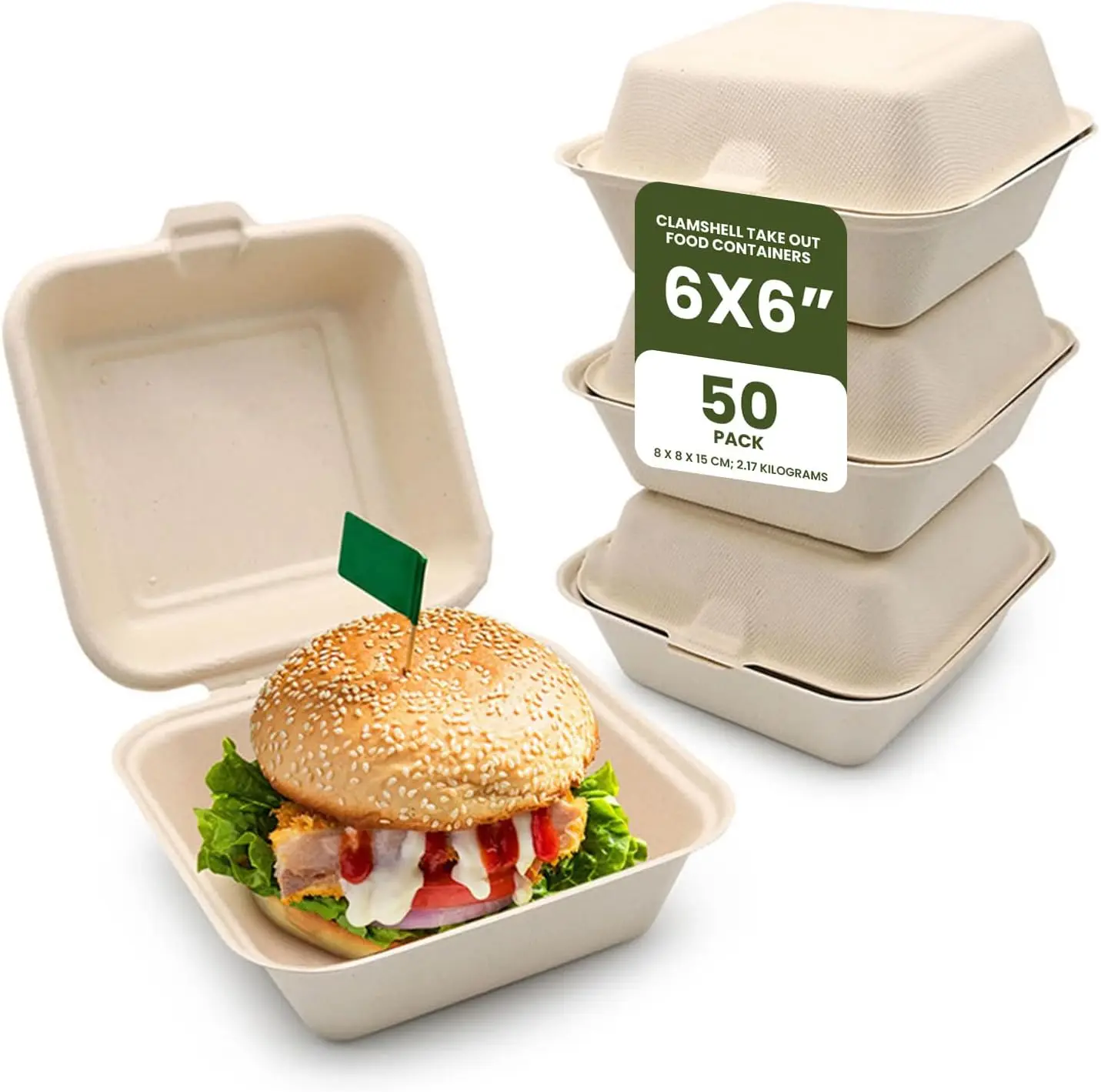 6 inches Biodegradable takeaway take away pizza hamburger burger bento meal fast food packing pulp lunch bagasse sugarcane