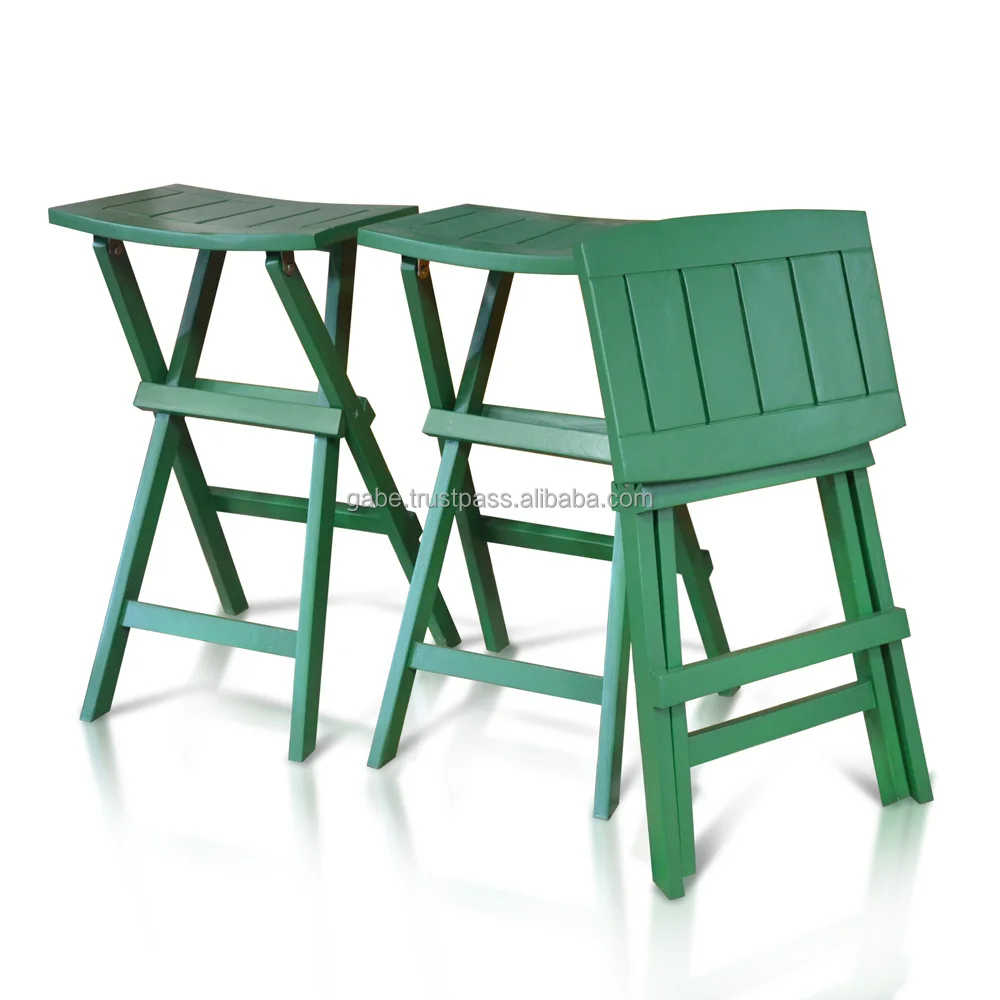 Wooden Folding Barstool Solid wood Dark Green Colour