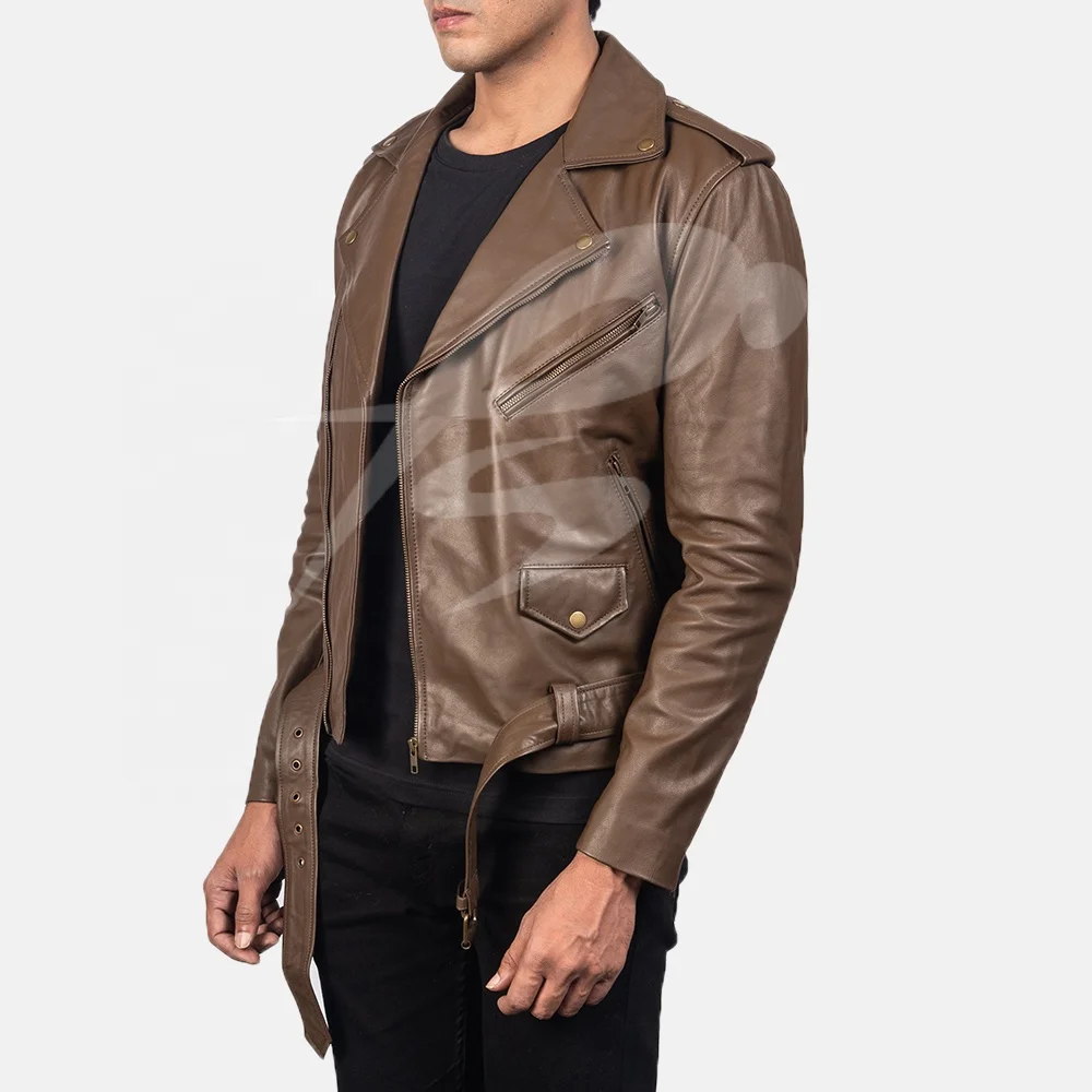 Оптовая продажа, Мужская Байкерская кожаная куртка из натуральной воловьей кожи с логотипом на заказ, мужская повседневная брендовая куртка с ремнем, рок