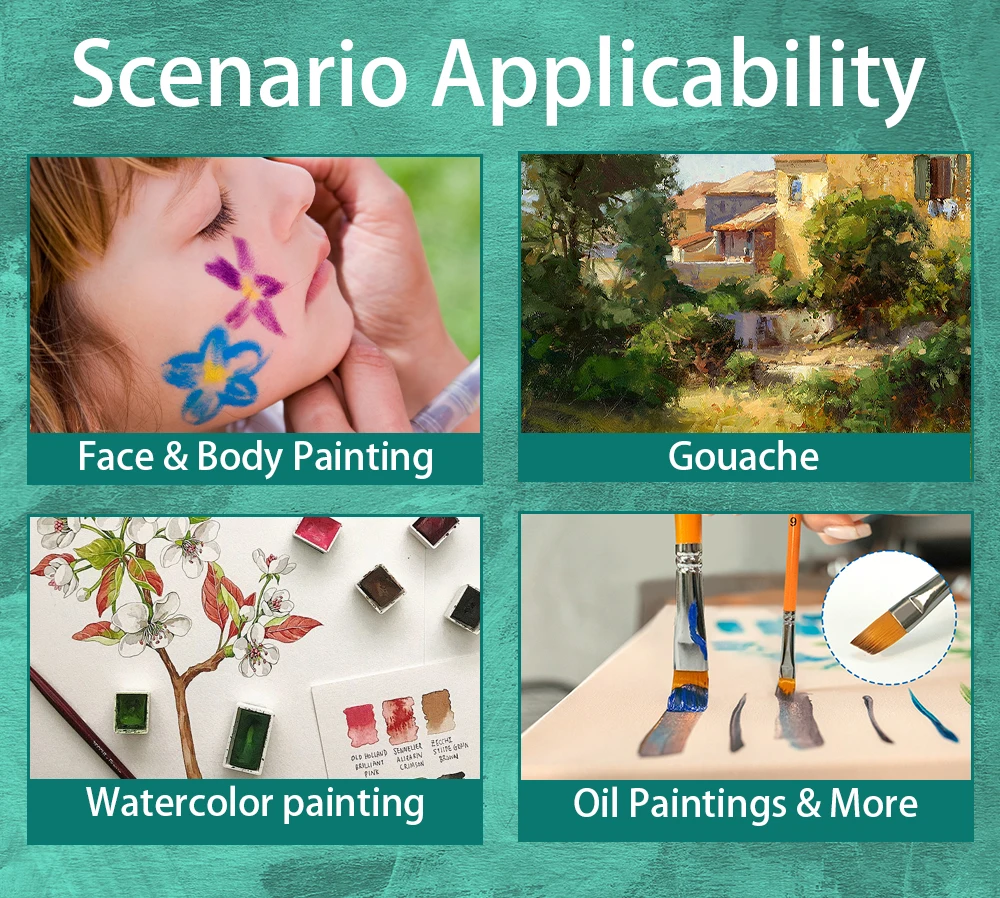 Professional Painting Brushes 5pcs Set Wooden Handle Art Brush Watercolor Acrylic Oil Painting  Artist Brushes