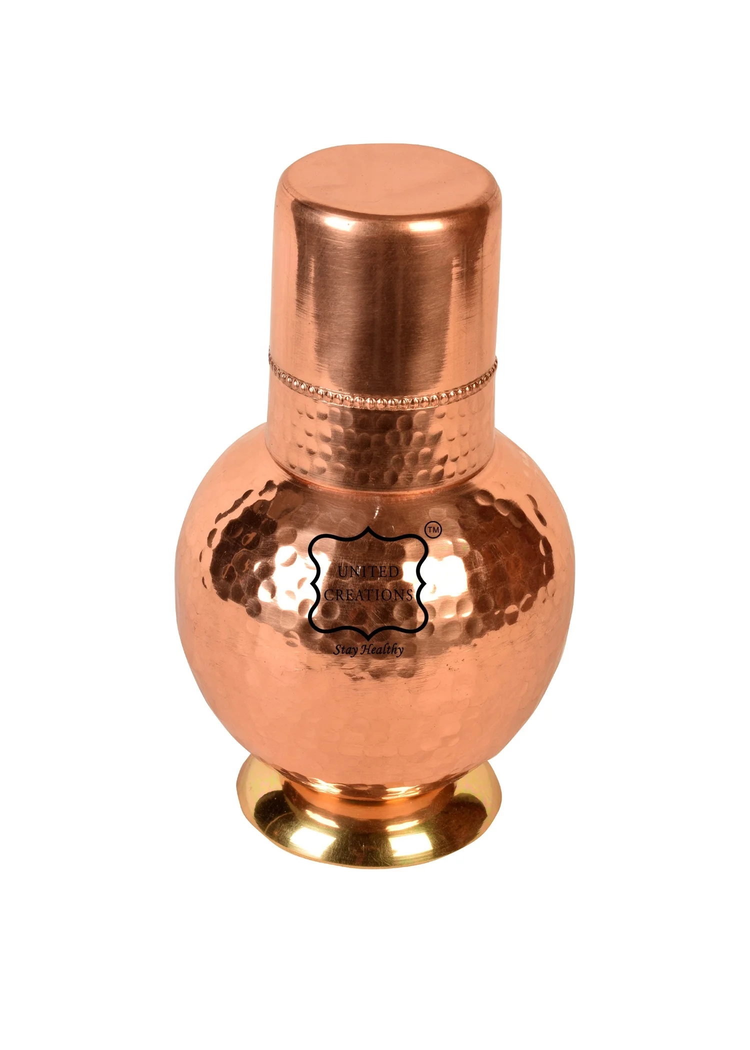 Прикроватный графин для воды и стеклянный набор Прямая поставка с завода молотковая медь 600 мл 20 унций бутылки белая Всесезонная коробка