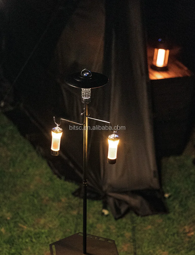 Outdoor Foldable Camping Light Pole Aluminum with Double Hook