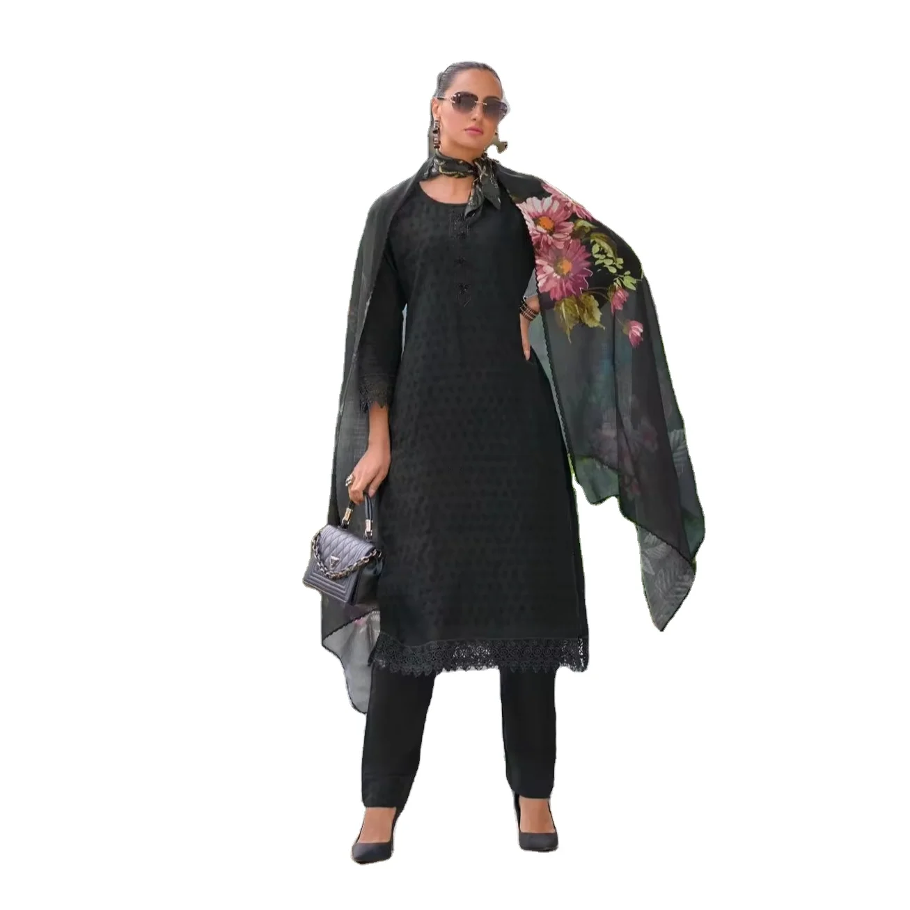 Presenting new Catalog Cotton Chikan and handwork with four side sand lace dupatta for women Summer Collection