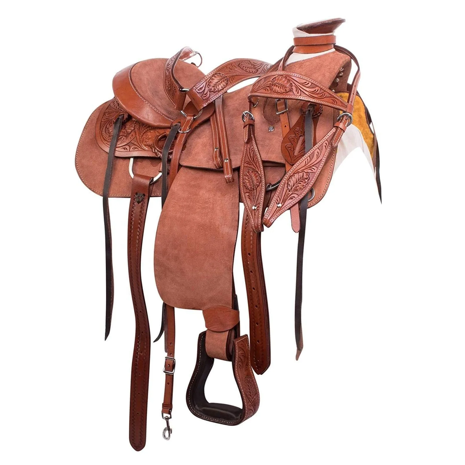 Beautiful Hand Tooled Horse Leather Western Saddle with Tack Set Accessories Leather Horse Western Saddle