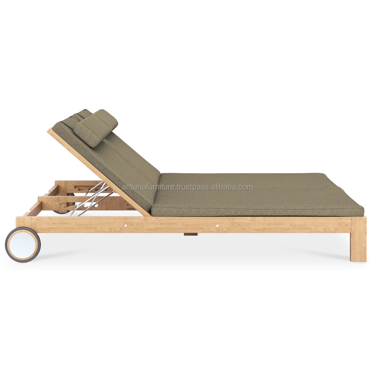 Outdoor Furniture Beach Sun Lounger Teak Modern Solar Chair Two Couples Reclining Outdoor Beach Teak Wood Furniture