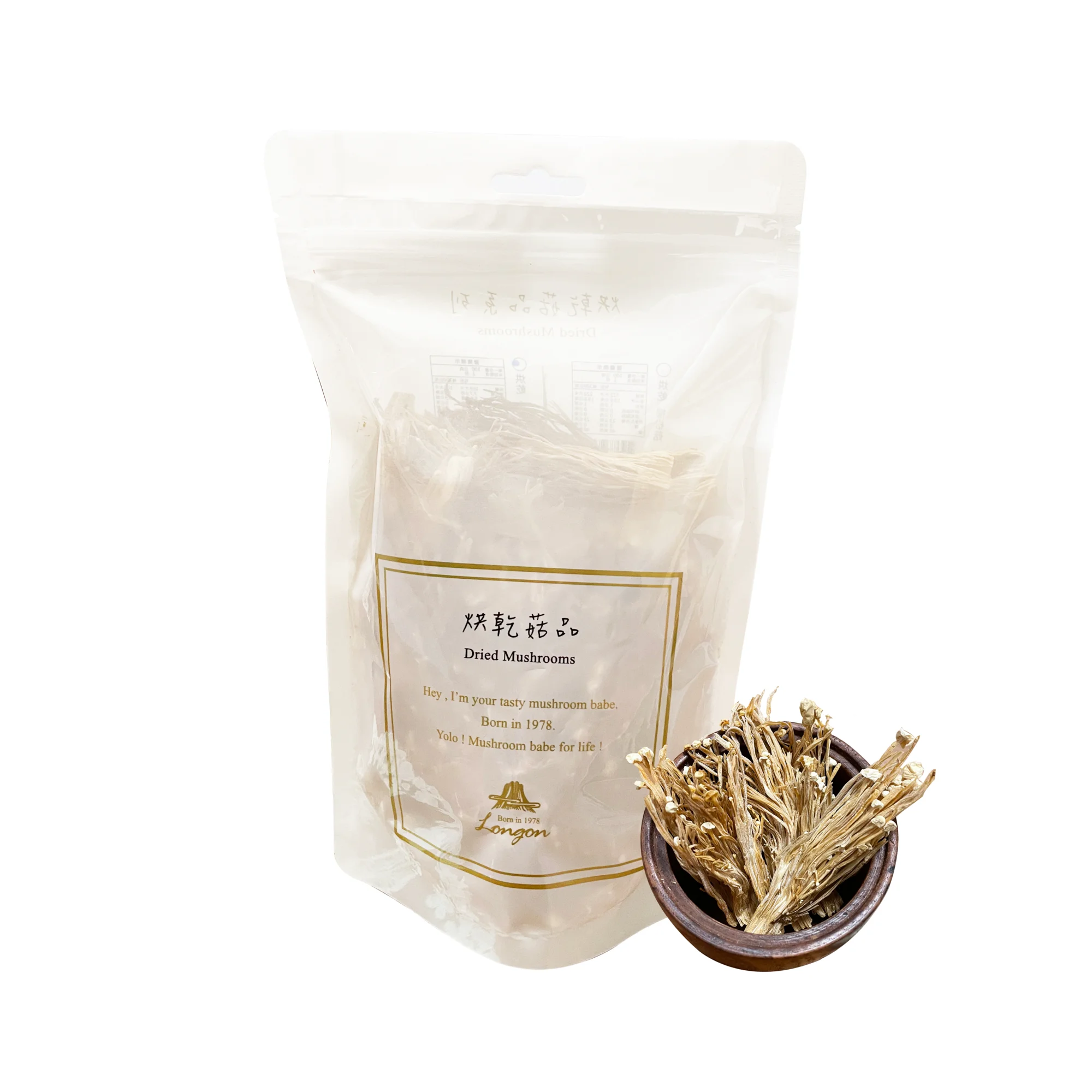 Crunchy white organic flammulina dry enoki mushrooms