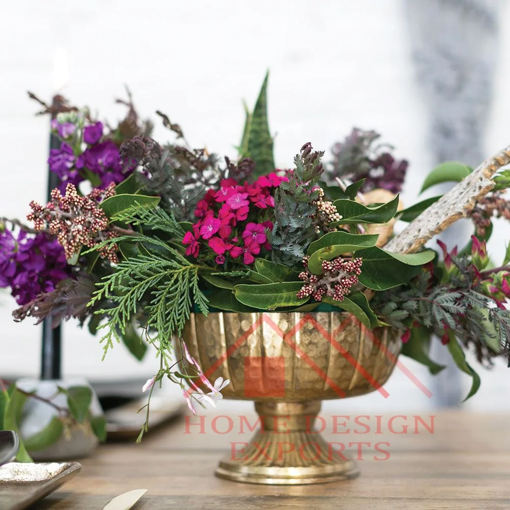 Metal Compote Flower Vase Bowl for Wedding Table Centerpieces Premium Quality Antique Silver Pedestal Flower Bowl Vases for Sale