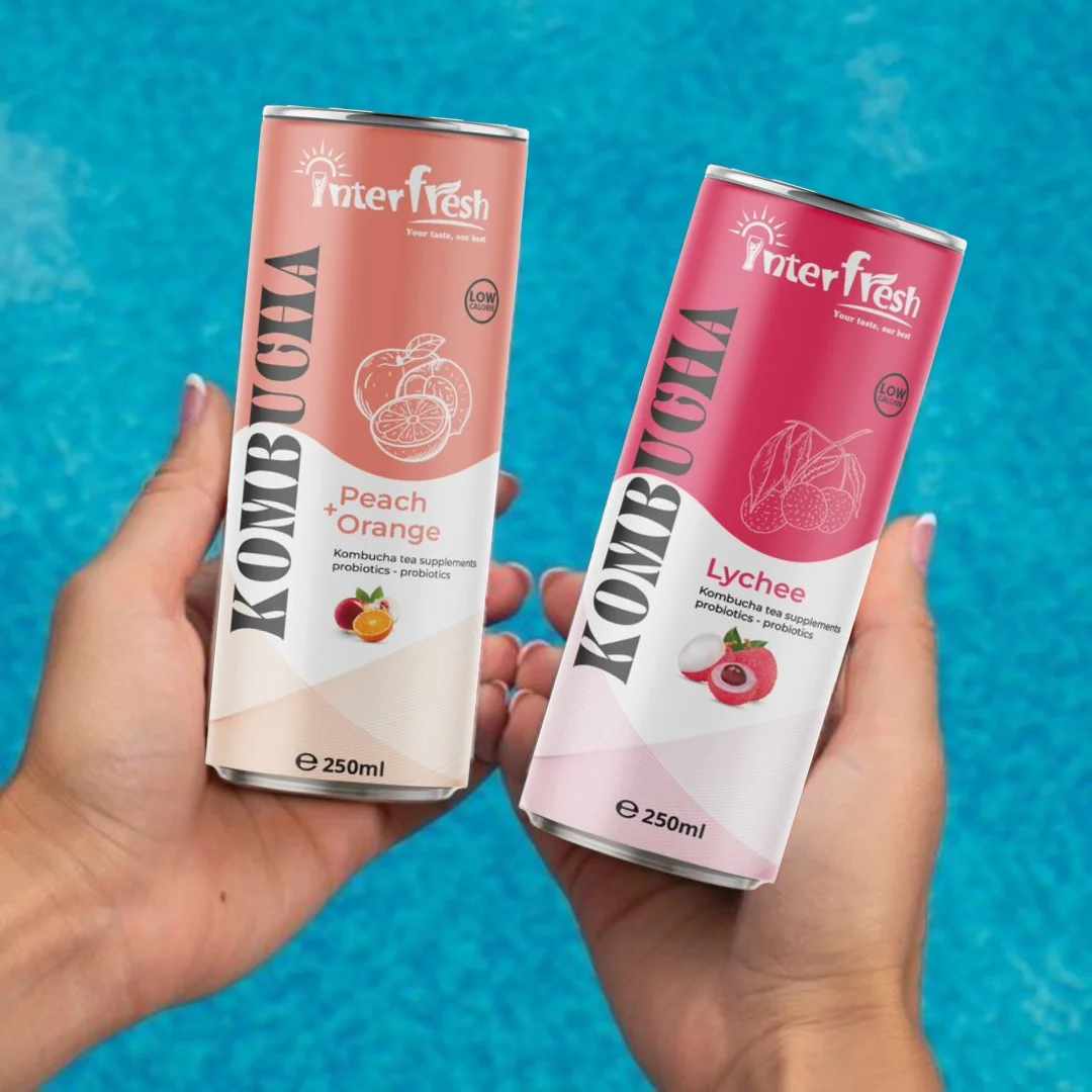 250ml Apricot Kombucha canned Black Tea extract with fruit juice high quality hot product from Vietnam